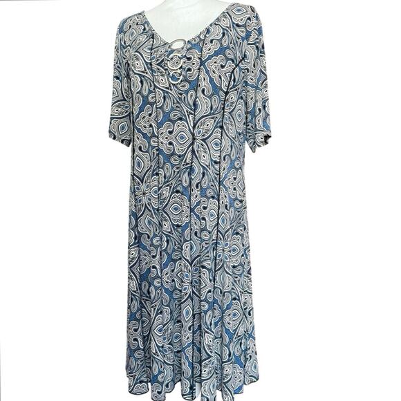 Sami & Jo paisley fit and flare jersey dress short sleeve midi length plus 2X - Picture 6 of 12